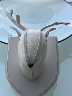 Restoration Hardware Cream Felt Deer Head Wall Mount